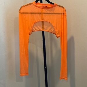 Vibrant Orange Long Sleeve Crop Top